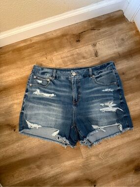 American Eagle Outfitters Distressed Denim Shorts in Blue